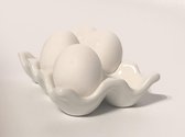 Wowup Eihouder | Eierhouder | 6-delig | Eierdopset voor 6 eieren | Wit | Zwart | Eierdopjes | Eierrek | Eierhouder | Eierdop | Ei houder | Egg organizer | Ontbijt | Porselein |