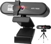 DrPhone CW7 1K Webcam – 1920x1080P– Webcamera met Microfoon/Statief en Privacy kap - Autofocus - 85-graden groothoek – 2MP - Zwart