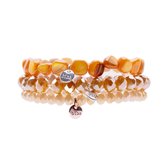 Biba kralenarmbanden set oranje geel 3 delig