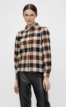 Object Blouse Objjohanna L/s Shirt 118  .c 23037234 Sephia/check Dames Maat - W42