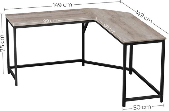 VASAGLE Bureau avec Rangement, Table d'Ordinateur, avec 2 Étagères Réversibles, Poste de Travail VASAGLE Bureau avec Rangement, Table d'Ordinateur, avec 2 Étagères Réversibles, Poste de Travail