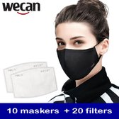 10 stuks kwaliteits mondkapjes - hygiënisch verpakt + 20 p.m. filters
