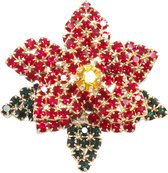 Goebel® - Fitz and Floyd | Broche "Kerstster rood" | Met de hand gemaakt, 3cm, met glaskristallen