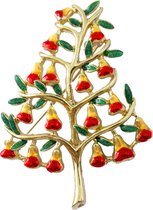 Goebel® - Fitz and Floyd | Broche "Kerstboom met bolletjes" | Met de hand gemaakt, 6cm
