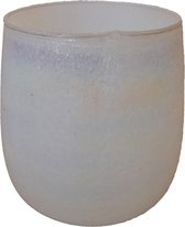 Colmore - Glazen waxinelichthouder glas groot - wit glanzend - 20x20x20cm