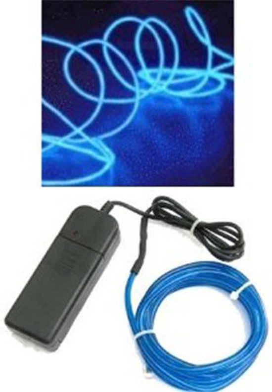 El wire / Draad - 1 Meter - Op Batterij - Blauw
