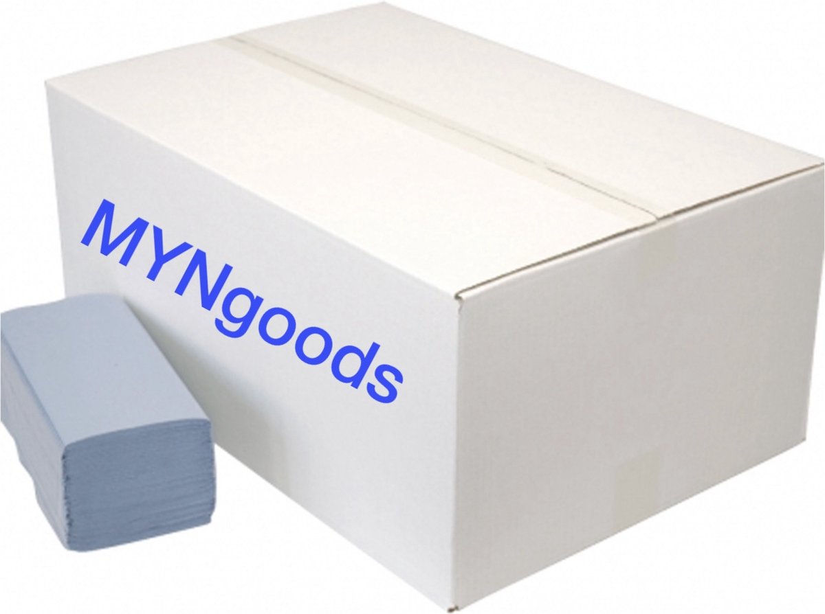 Goedkoopste Papieren handdoekjes Blauw Z - vouw van Myngoods 23x25 cm vouw handdoek.