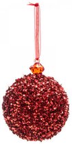 Kerstballenset Glitter - 8 stuks - 8cm - Rood en Zilver