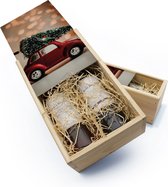 Wijnkist - cadeauverpakking - 2 vaks - unieke bedrukking - driving home for Christmas - Kerstverpakking - Kerst - Relatie cadeau