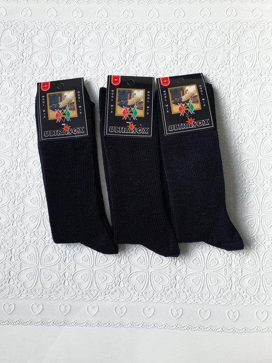 Dunne wollen sokken heren - zonder elastiek - 80% wol - 40/46 - zwart