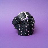 BELT LEATHER LONG CROCO BLACK SILVER STUDS