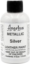 Angelus Leather Acrylic Paint - textielverf voor leren stoffen - acrylbasis - Metallic Silver - 118ml