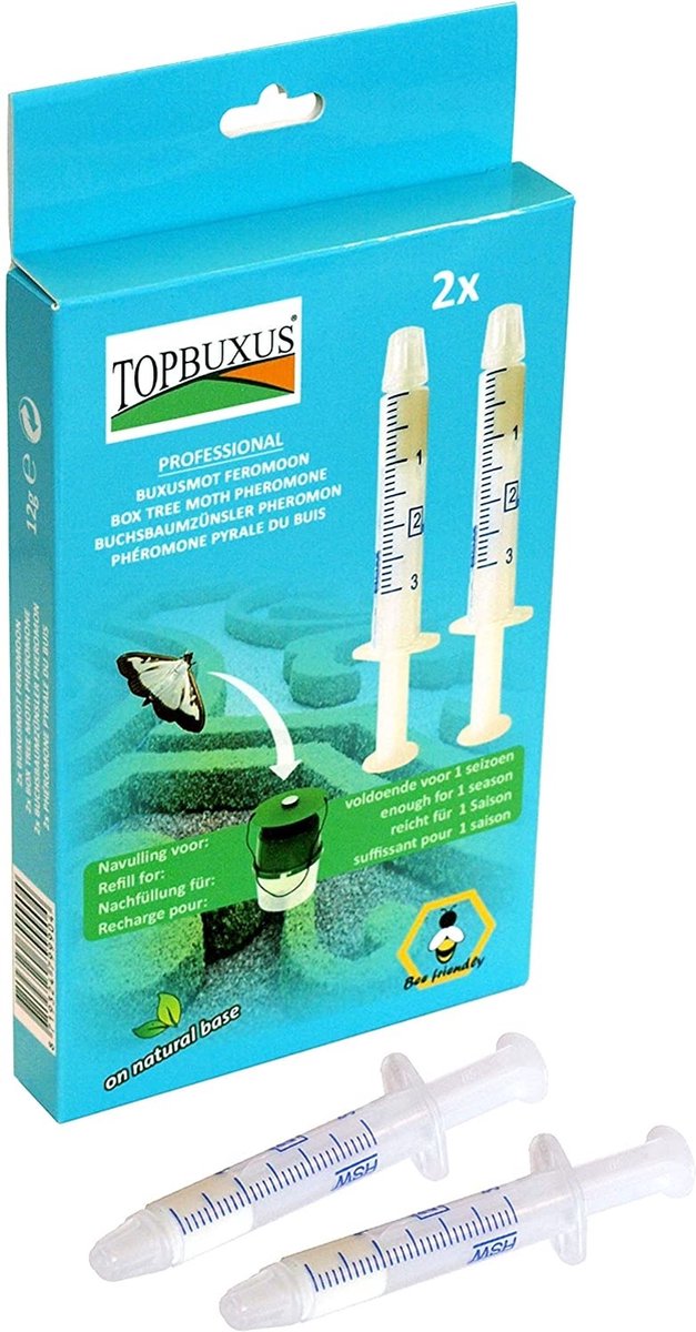 TOPBUXUS Feromoon/lokstof Buxusmot - 2 stuks navulling Buxus mottenval voor een volledig seizoen - TOPBUXUS