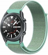 Nylon Smartwatch bandje - Geschikt voor  Samsung Galaxy Watch 3 -  45mm nylon band - mint - Strap-it Horlogeband / Polsband / Armband