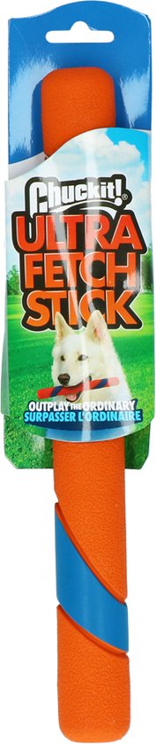 Chuckit! Ultra Fetch Stick - Hondenspeelgoed - Apporteerspeelgoed - Zacht voor het gebit - Duurzaam - 28 x Ø3 cm - Oranje/Blauw - Chuckit!