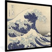 Fotolijst incl. Poster - De grote golf bij Kanagawa - Schilderij van Katsushika Hokusai - 40x40 cm - Posterlijst