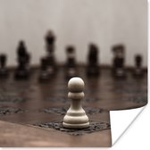 Poster Wit verliest met schaken - 100x100 cm XXL