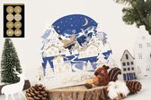 3D Pop up kerstkaart met Kerstmis scène incl.enveloppen en 8 feestelijke sluitzegels
