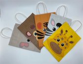 5 Cadeautasjes Dieren - A5 - 14,9 x 21 x 8 cm - Kado verpakkingen