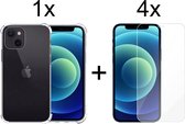 iPhone 13 Mini hoesje shock proof case apple transparant - 4x iPhone 13 Mini Screen Protector