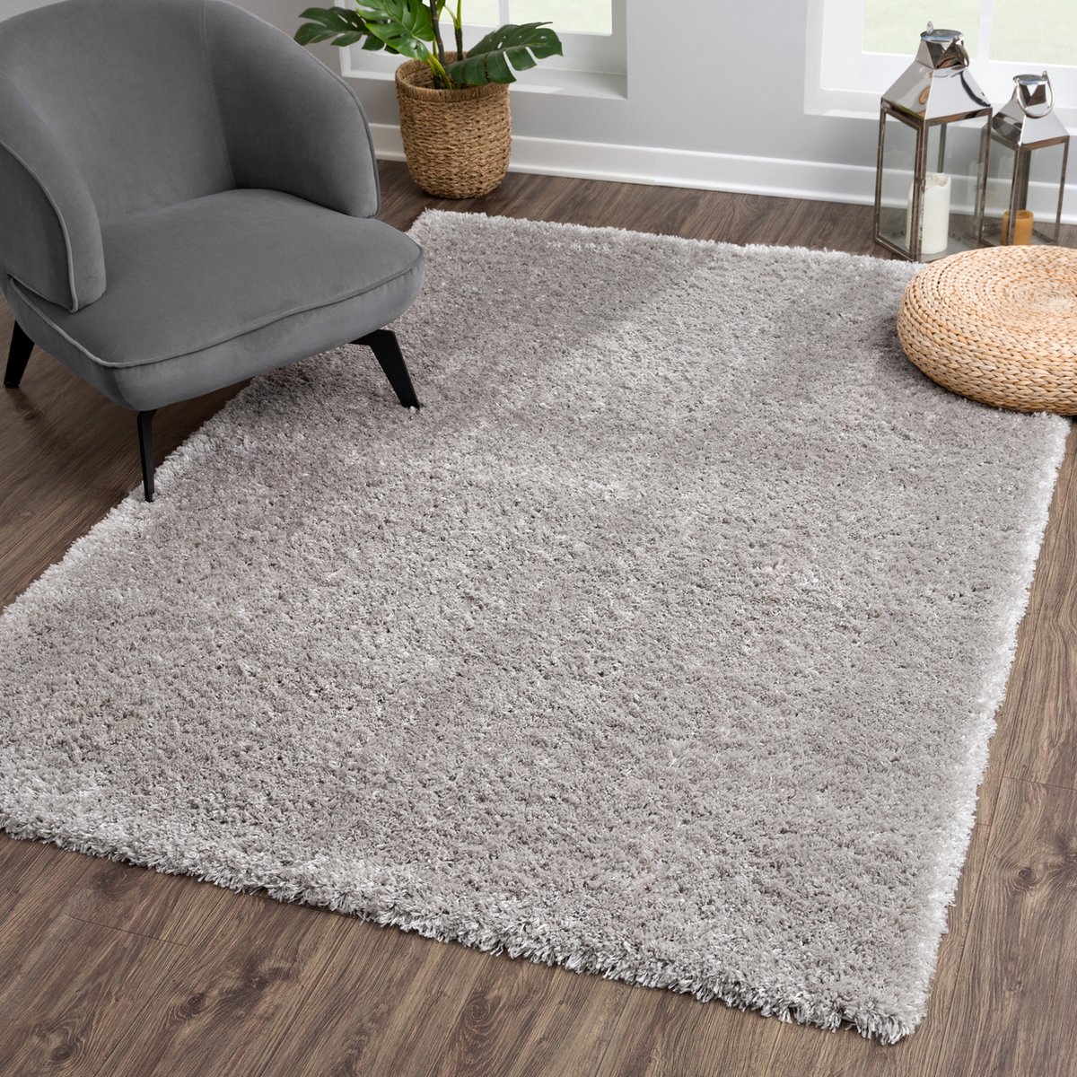 Muratap Porto Soft Fluffy Hoogpolig Vloerkleed Grijs- 200X290 CM