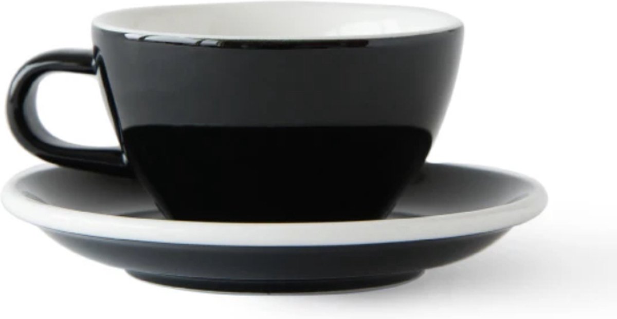 ACME Cappuccino Kop en schotel - 190ml - Penguin (zwart) - porselein servies