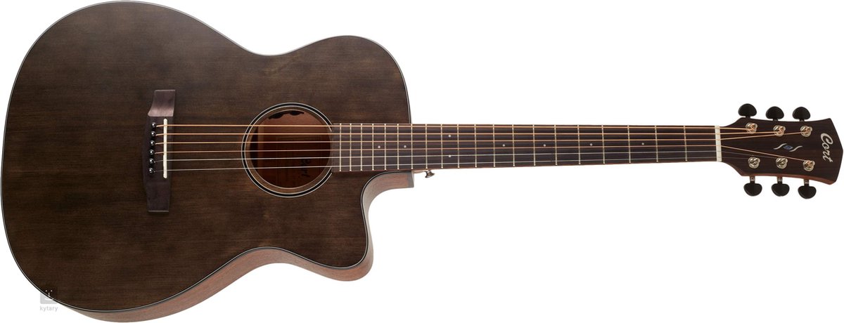 Cort Core OC SP Open Pore Trans Black elektro-akoestische, volledig massieve western gitaar met luxe tas