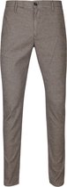 Alberto - Chino Smart Pepita Ruit Beige - Slim-fit - Chino Heren maat W 34 - L 32