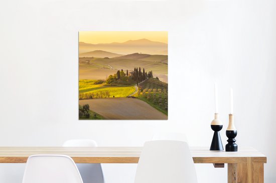 Décoration murale Métal - Peinture Aluminium Industriel - Toscane - Collines - Paysage - 50x50 cm - Dibond - Photo sur aluminium - Décoration murale industrielle - Pour le salon/chambre