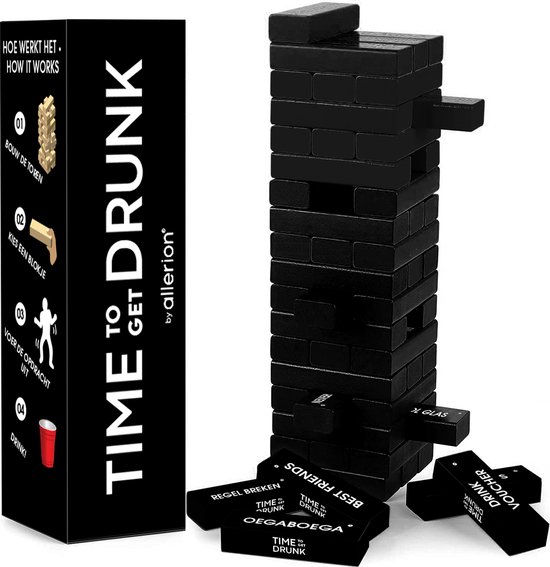 Afbeelding van het spel Allerion - Time To Get Drunk Tower Edition – Drankspel – Jenga – 54 Blokken