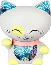 Mani The Lucky Cat - Lucky Cat - Maneki Neko - Beeld - Cat 59 - 7 cm - Wit - Gelukskat