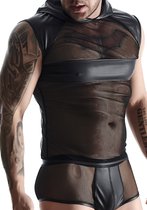 Wetlook & mesh Men's sleeveless - Black - Maat XL