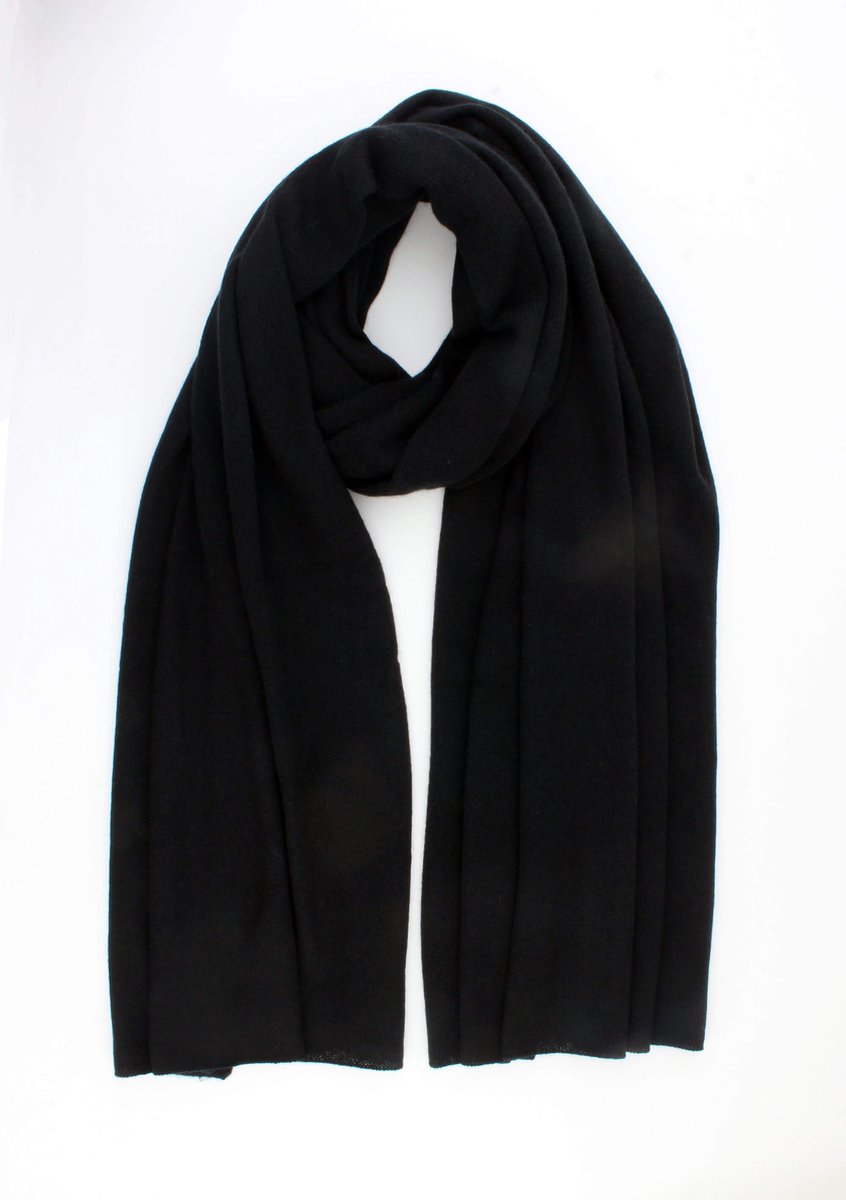 Colette 100% Organic Cashmere Scarf-valentijn cadeautje voor hem- Omslagdoek- Fijn gebreide kasjmere sjaal-Zwart
