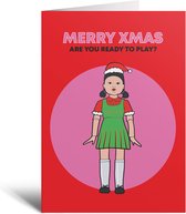 Wenskaart - Squid Game Doll Kerst 2021 - Kerstkaarten - Kerst - Kaart - Cadeau - Geschenk - Kerstversiering
