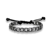 Sorprese – armband heren – schakelarmband – 1 snoer – verstelbaar – antraciet/zwart – Model H - Cadeau