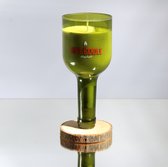 Vegan Zonnebloem Wax Geurkaars met Merlot geur - gegoten in een wijnfles - branduren: 50 uren _ Handgemaakt in Nederland