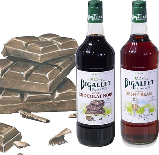 Bigallet Irish Cream & Chocolat Noir koffiesiroop voordeelpakket - 2 x 1 liter