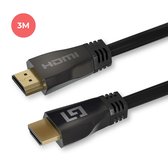 LifeGoods HDMI Kabel 2.1 - 4K Ultra High Speed (120hz) - Ethernet - HDMI naar HDMI - 3 Meter - Zwart