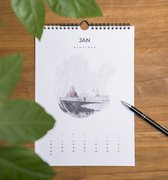 Maandkalender 2022 - Watercolor Abstract - Verjaardagskalender - Jaarplanner - Maan kalender A4