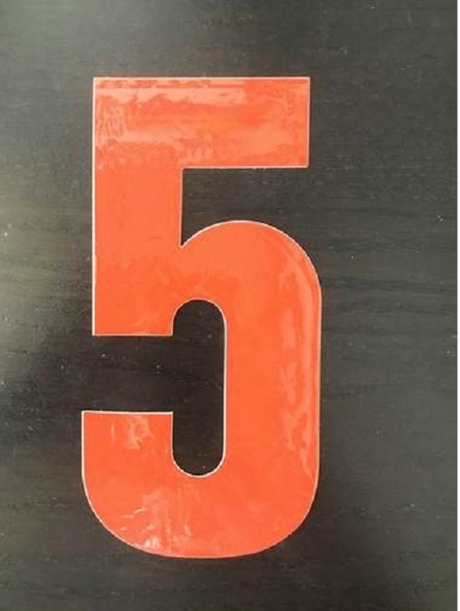 Reflecterend Cijfersticker: 5 ORANJE 16,5cm  - Brievenbussticker, Plaknummer, Huisnummersticker, Kliko sticker, Containersticker