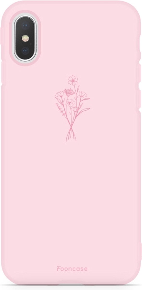 iPhone XS Max hoesje TPU Soft Case - Back Cover - Roze / veldbloemen