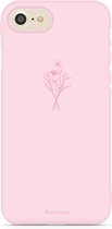 iPhone SE (2020) hoesje TPU Soft Case - Back Cover - Roze / veldbloemen