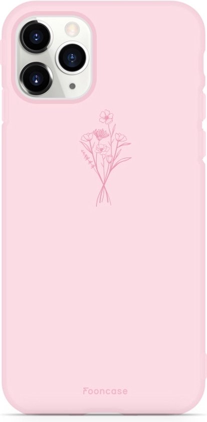 iPhone 12 Pro hoesje TPU Soft Case - Back Cover - Roze / veldbloemen