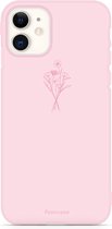 Fooncase Hoesje Geschikt voor iPhone 12 - Shockproof Case - Back Cover / Soft Case - Roze / veldbloemen