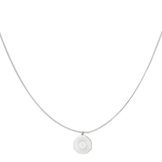 Yehwang - Bedel ketting - Necklace - Stainless Steel - Zilverkleurig - 42+5 cm - Ketting - Roestvrijstalen
