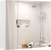 Segenn's Spiegelkast - Badkamerkast - Opbergkast met 3 deuren - voor de Badkamer - 60 x 15 x 55 cm - met Verstelbare Planken - Modern - Wit