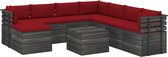 Decoways - 9-delige Loungeset pallet met kussens massief grenenhout