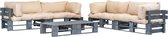 Decoways - 6-delige Loungeset pallet met zandkleurige kussens hout