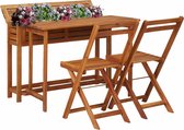 Decoways - Plantenbaktafel met 2 bistrostoelen massief acaciahout