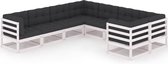 Decoways - 8-delige Loungeset met kussens massief grenenhout wit